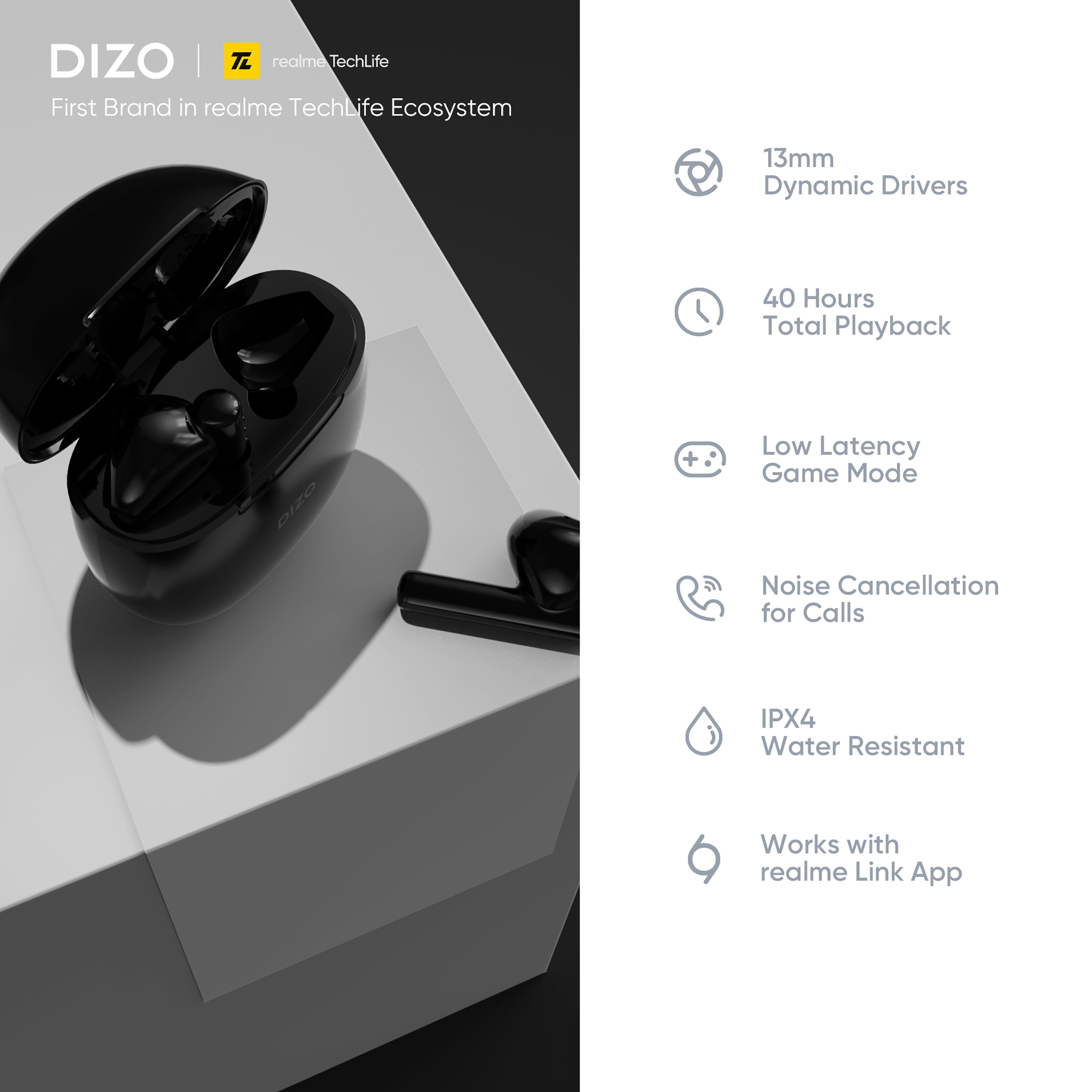 Buy Dizo By Realme TechLife Buds P 790200501 TWS Earbuds With